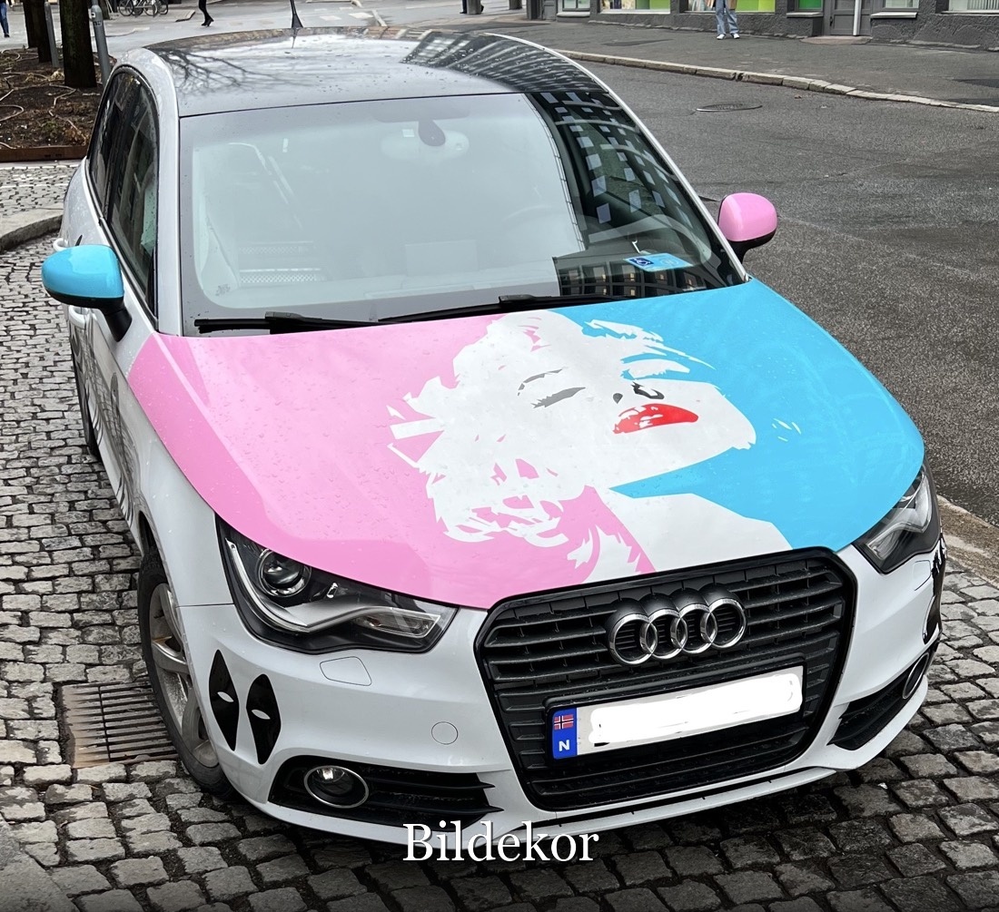Bildekor med Marilyn Monroe-motiv på bilpanser