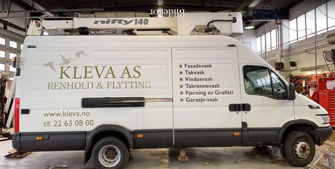 Reklamefoliering av varebil for Kleva AS