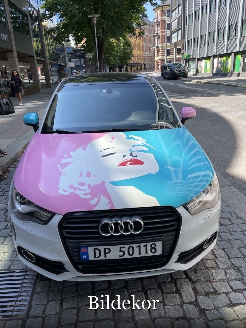 Bildekor med Marilyn Monroe-motiv på bilpanser