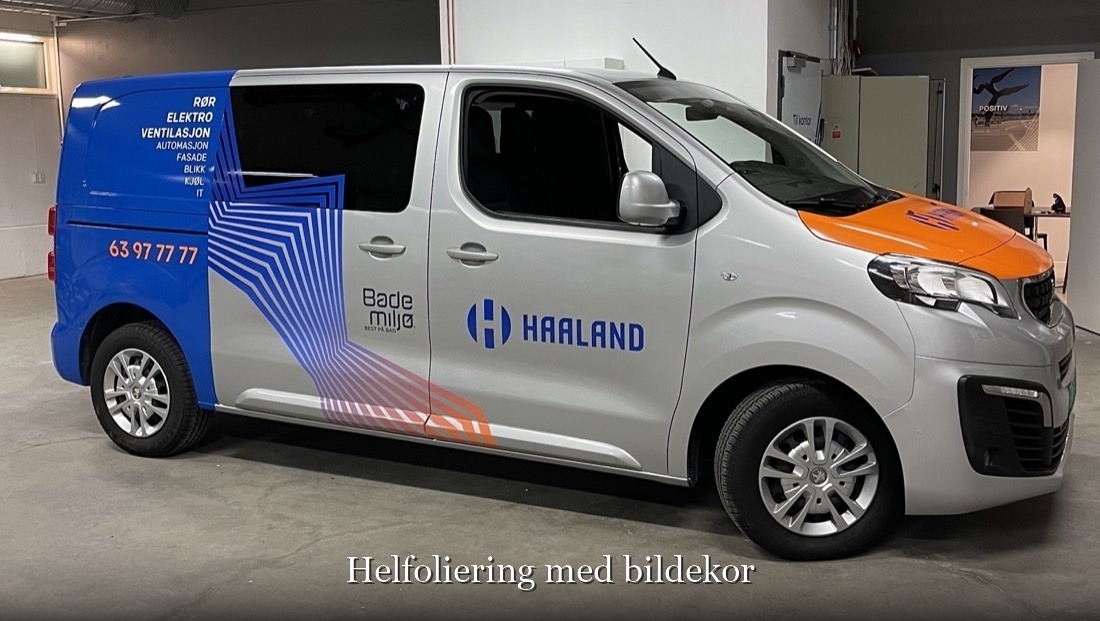 Helfoliering med bildekor for Haaland på varebil