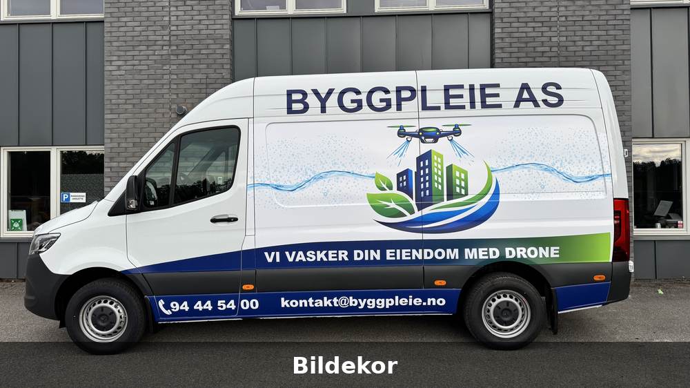 Bildekor på varebil for ByggPleie AS