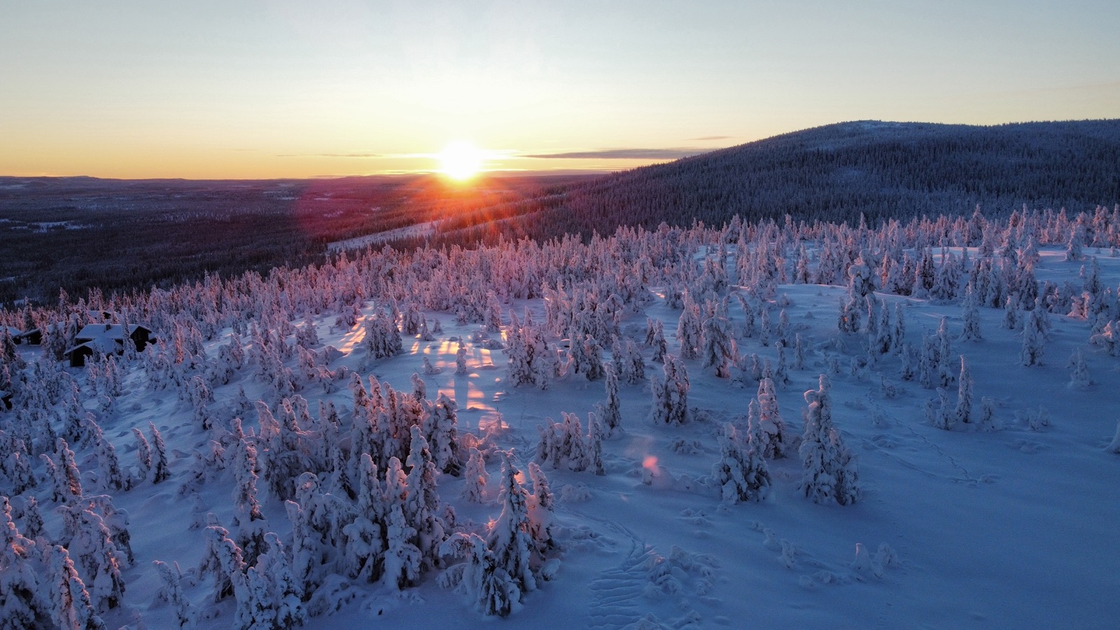Kveldslys vinter – dronefoto